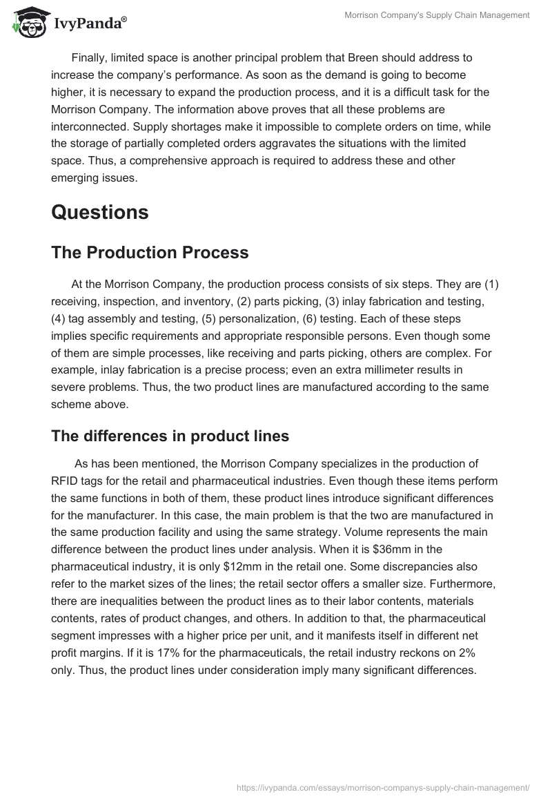 Morrison Company's Supply Chain Management. Page 2