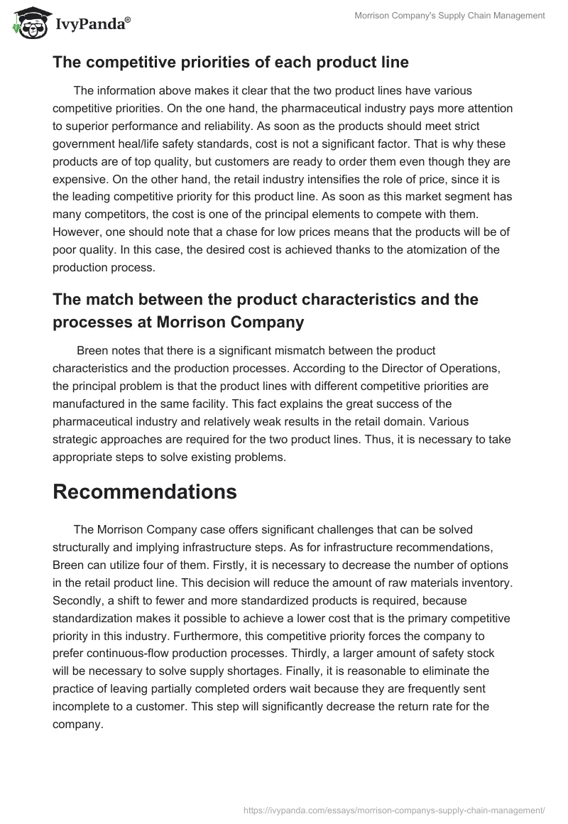 Morrison Company's Supply Chain Management. Page 3