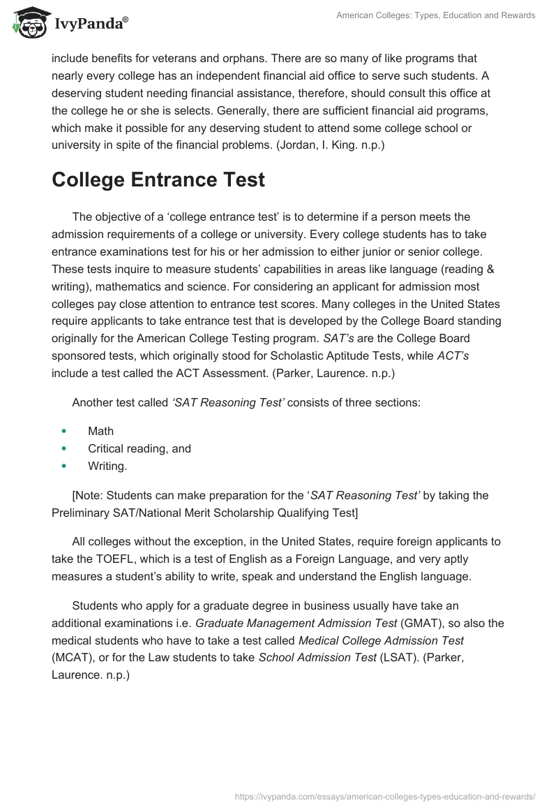 American Colleges: Types, Education and Rewards. Page 3