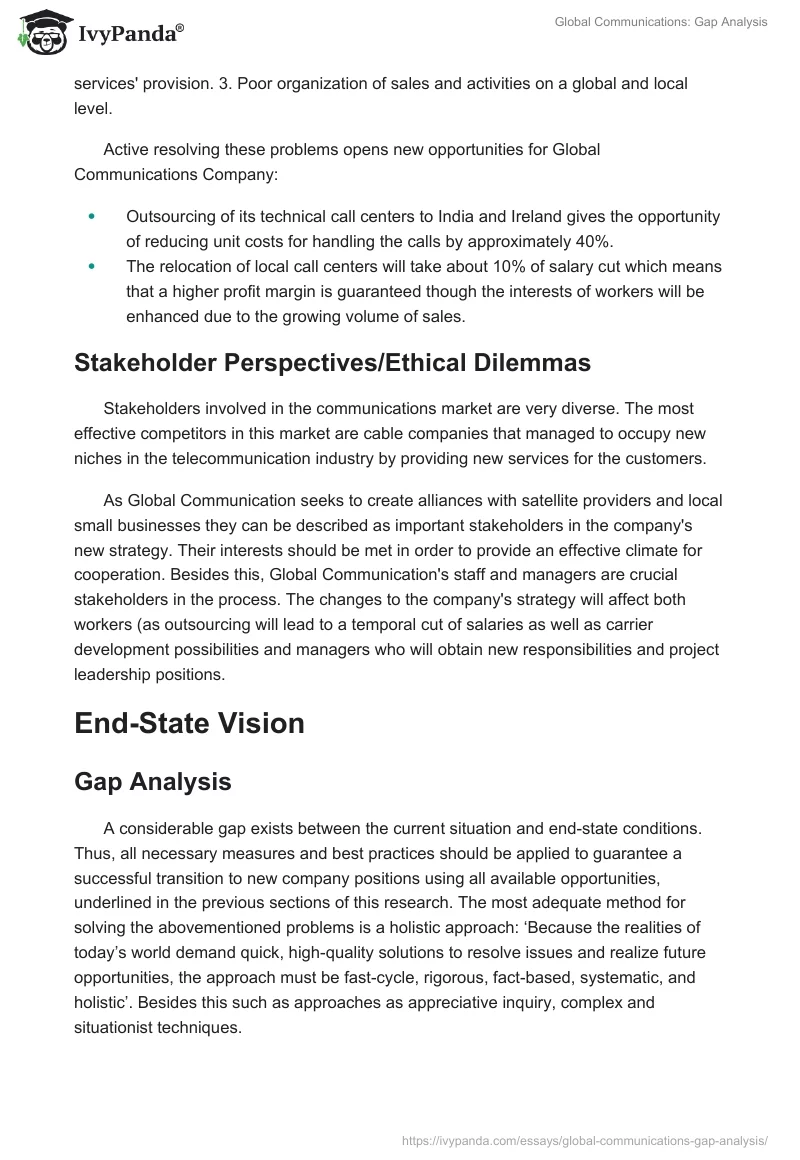 Global Communications: Gap Analysis. Page 2