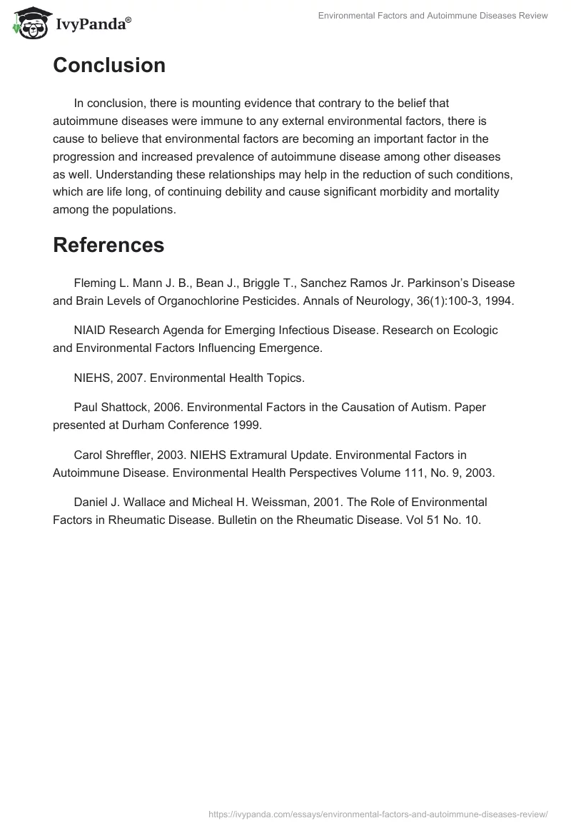 Environmental Factors and Autoimmune Diseases Review. Page 4