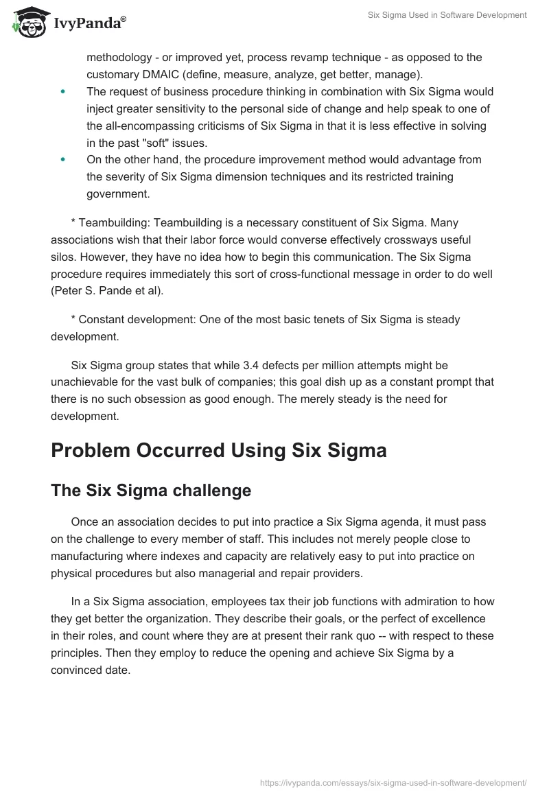 Six Sigma Used in Software Development. Page 5