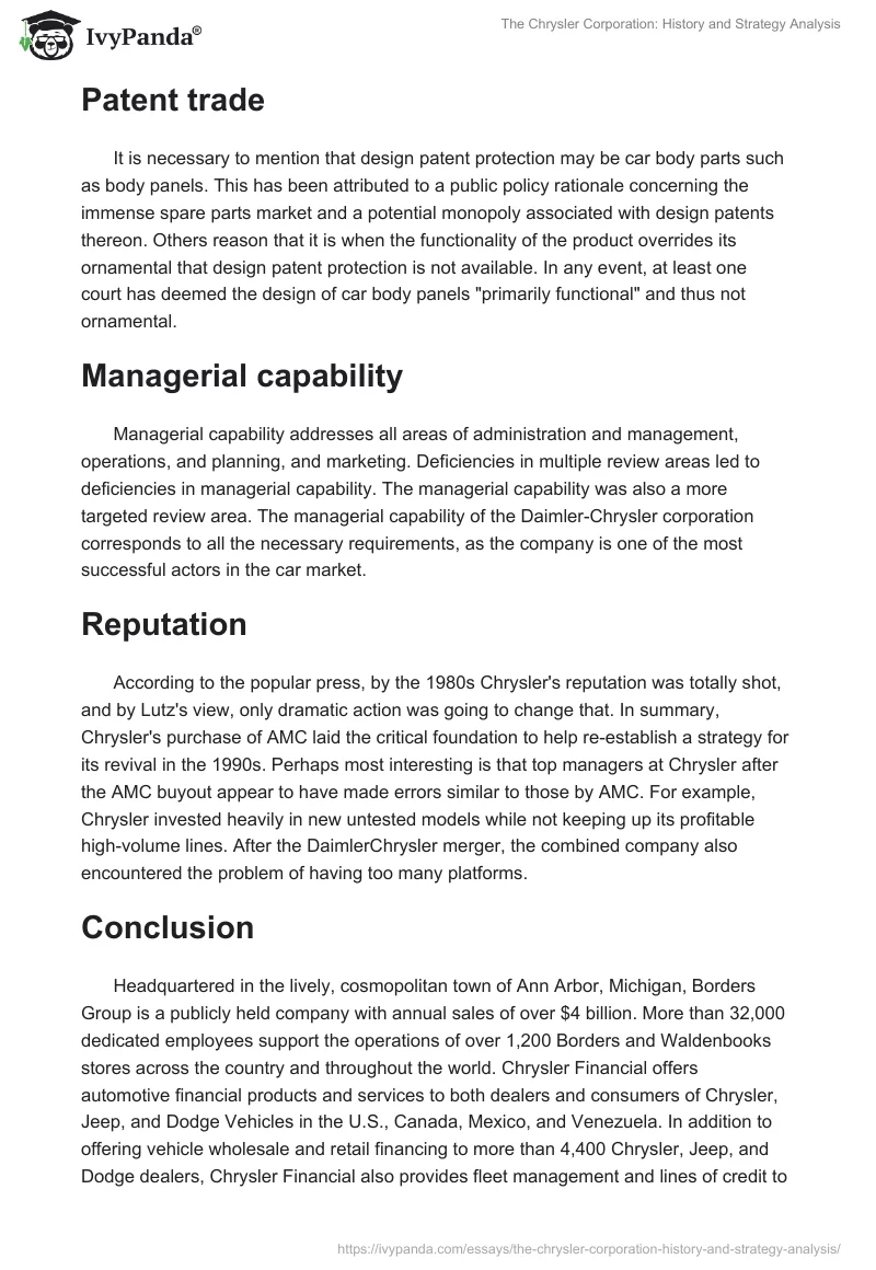 The Chrysler Corporation: History and Strategy Analysis. Page 3