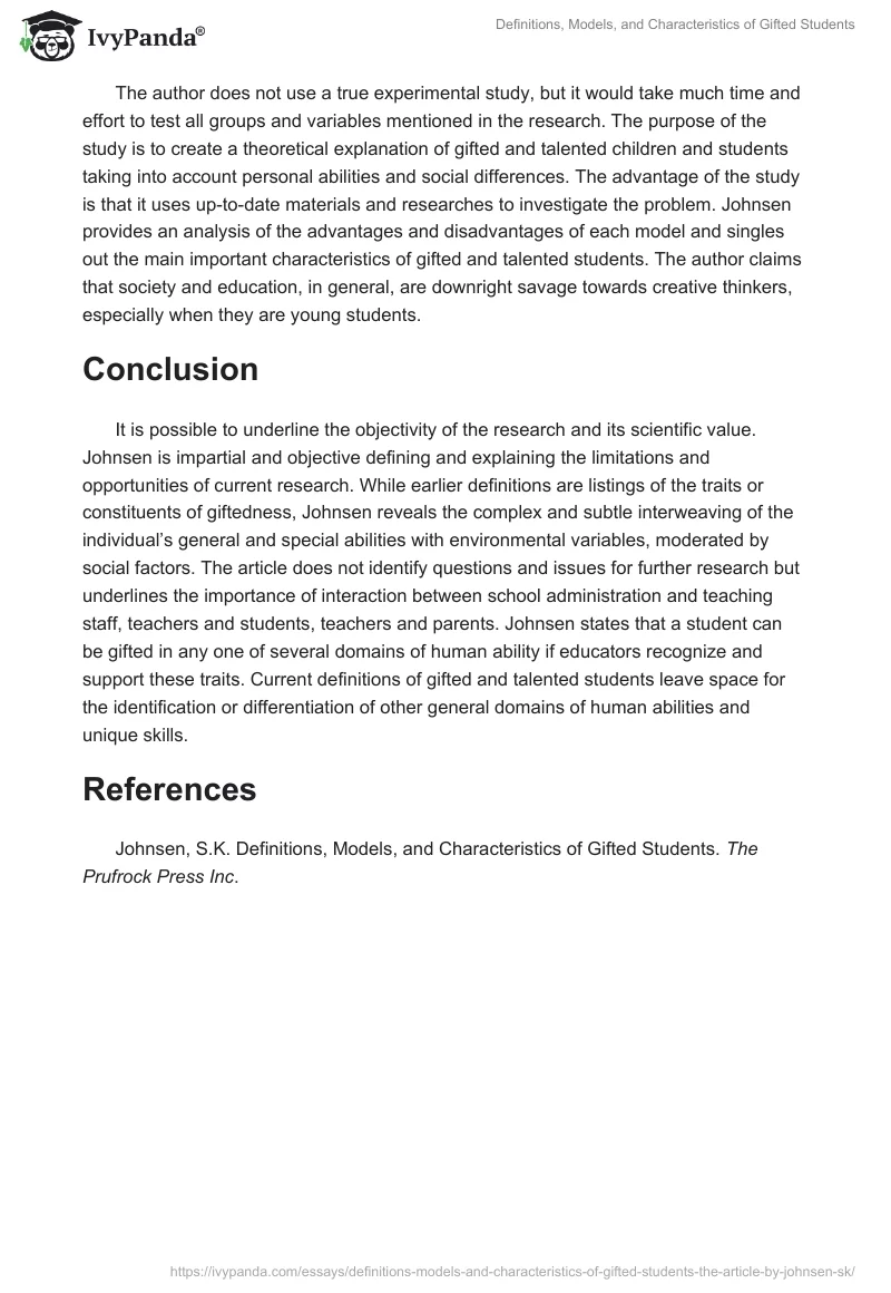 Definitions, Models, and Characteristics of Gifted Students. Page 2