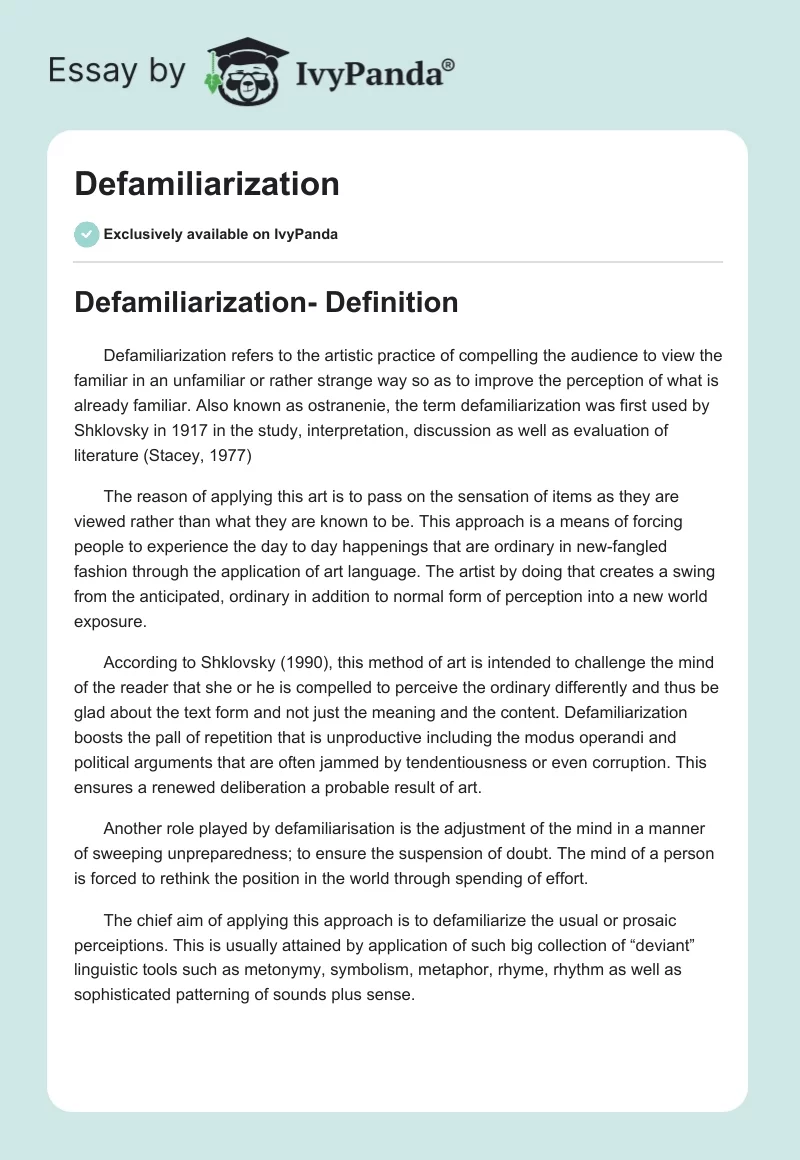 Defamiliarization. Page 1