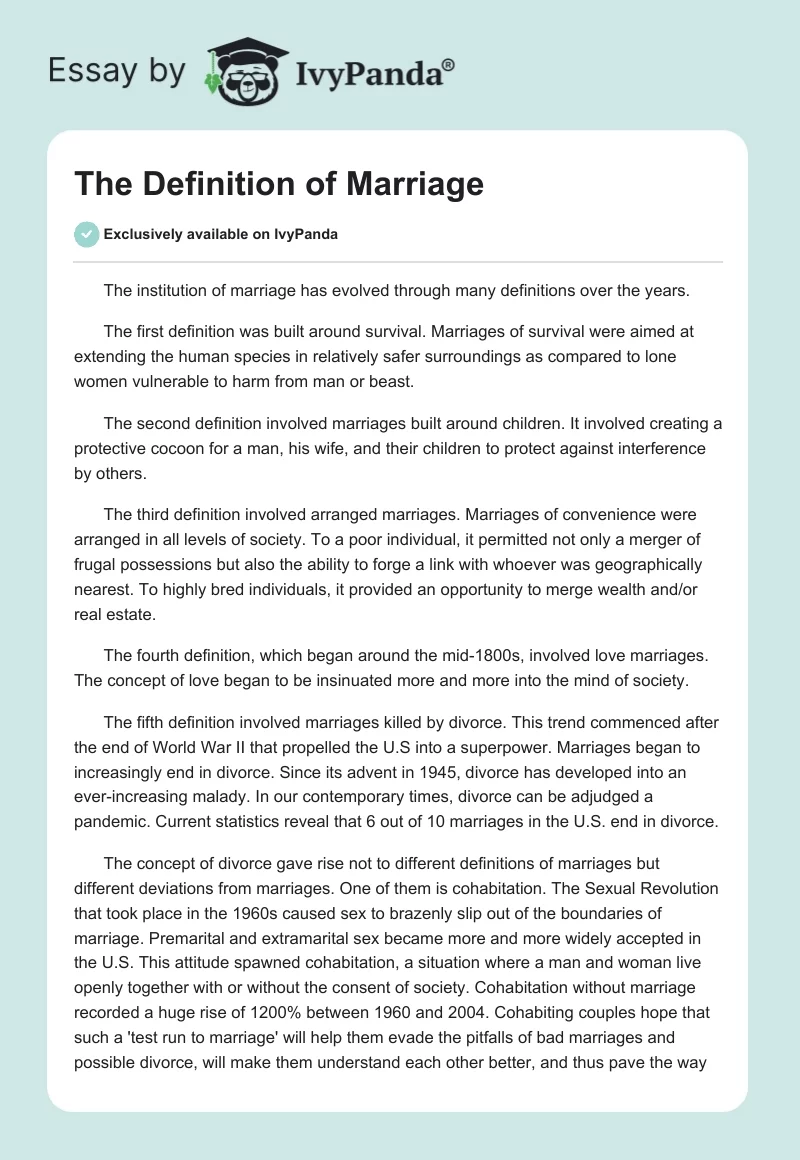 The Definition of Marriage. Page 1