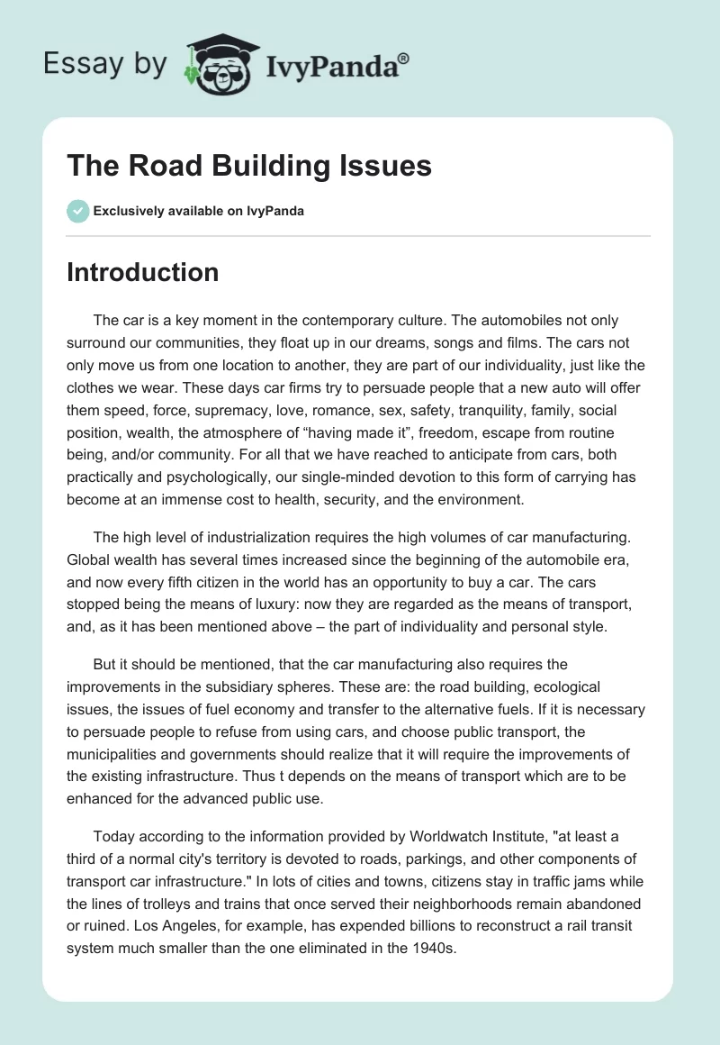The Road Building Issues. Page 1