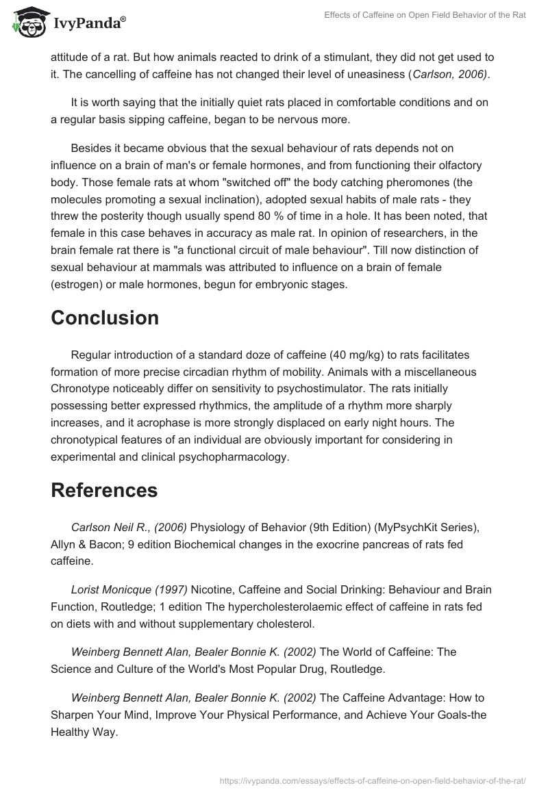 Effects of Caffeine on Open Field Behavior of the Rat. Page 4