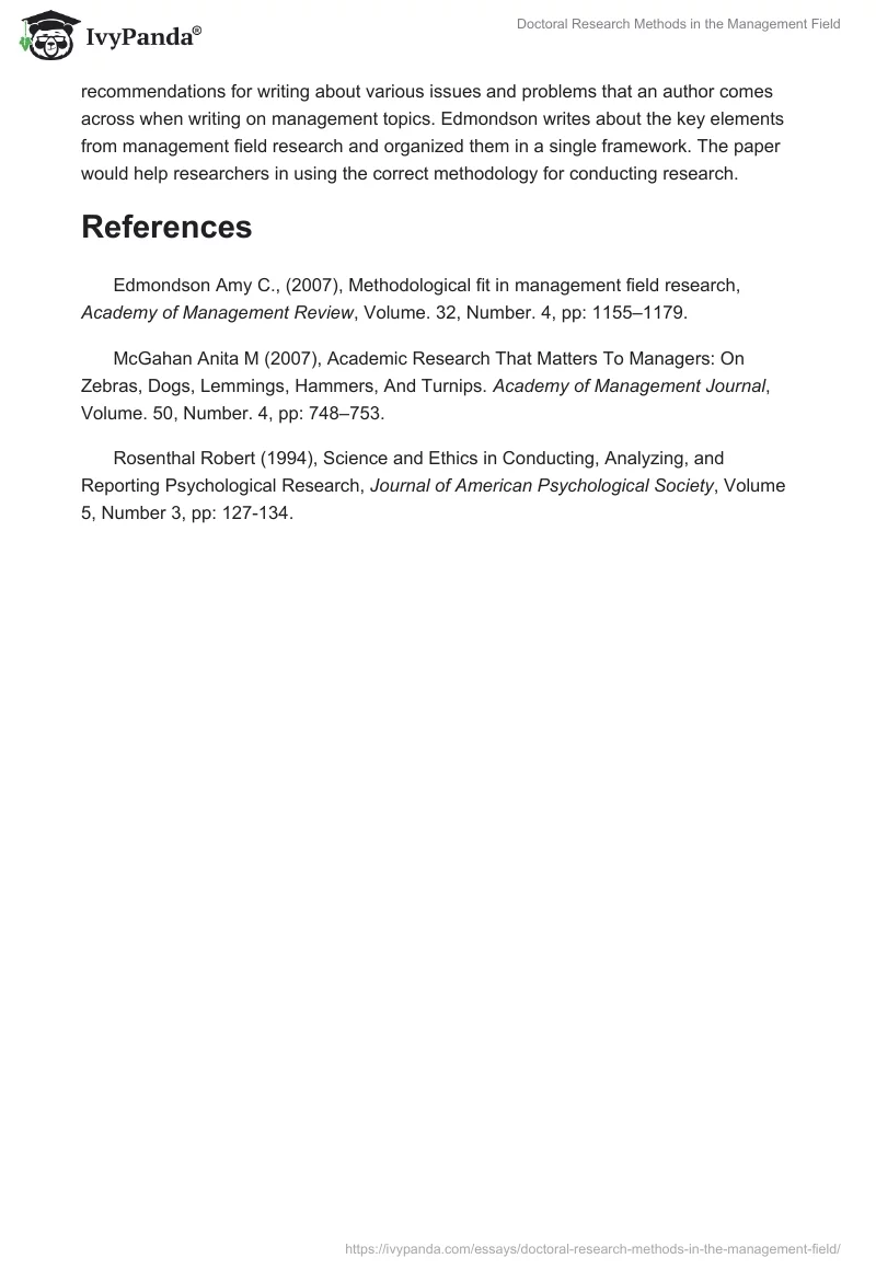 Doctoral Research Methods in the Management Field. Page 3
