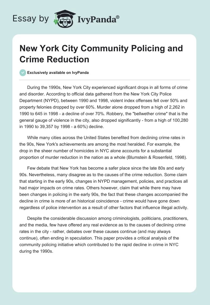New York City Community Policing and Crime Reduction. Page 1
