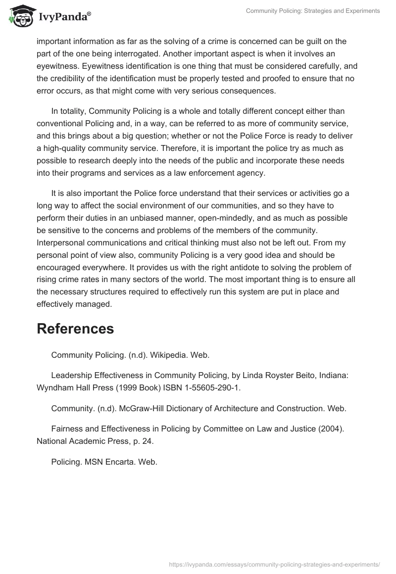 Community Policing: Strategies and Experiments. Page 3
