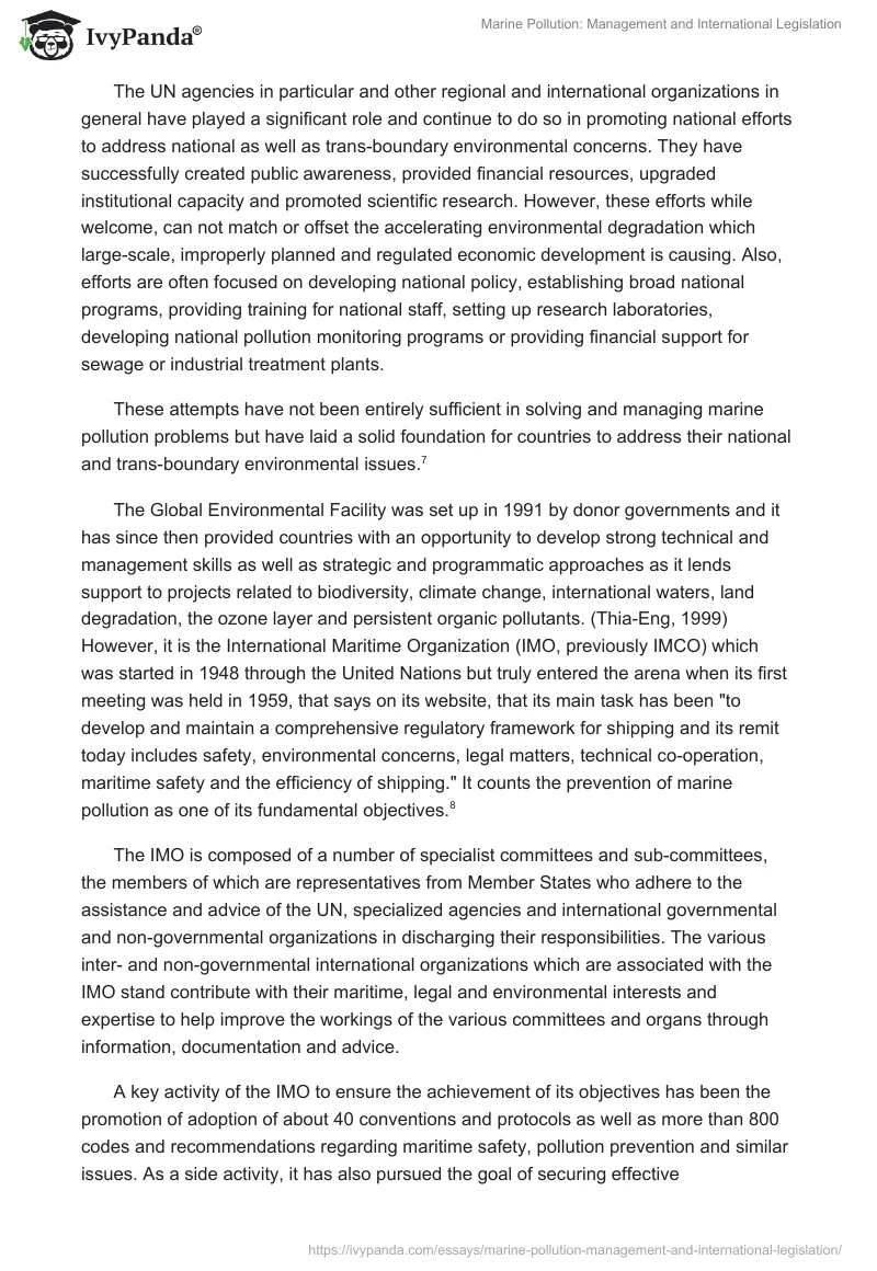 Marine Pollution: Management and International Legislation. Page 3
