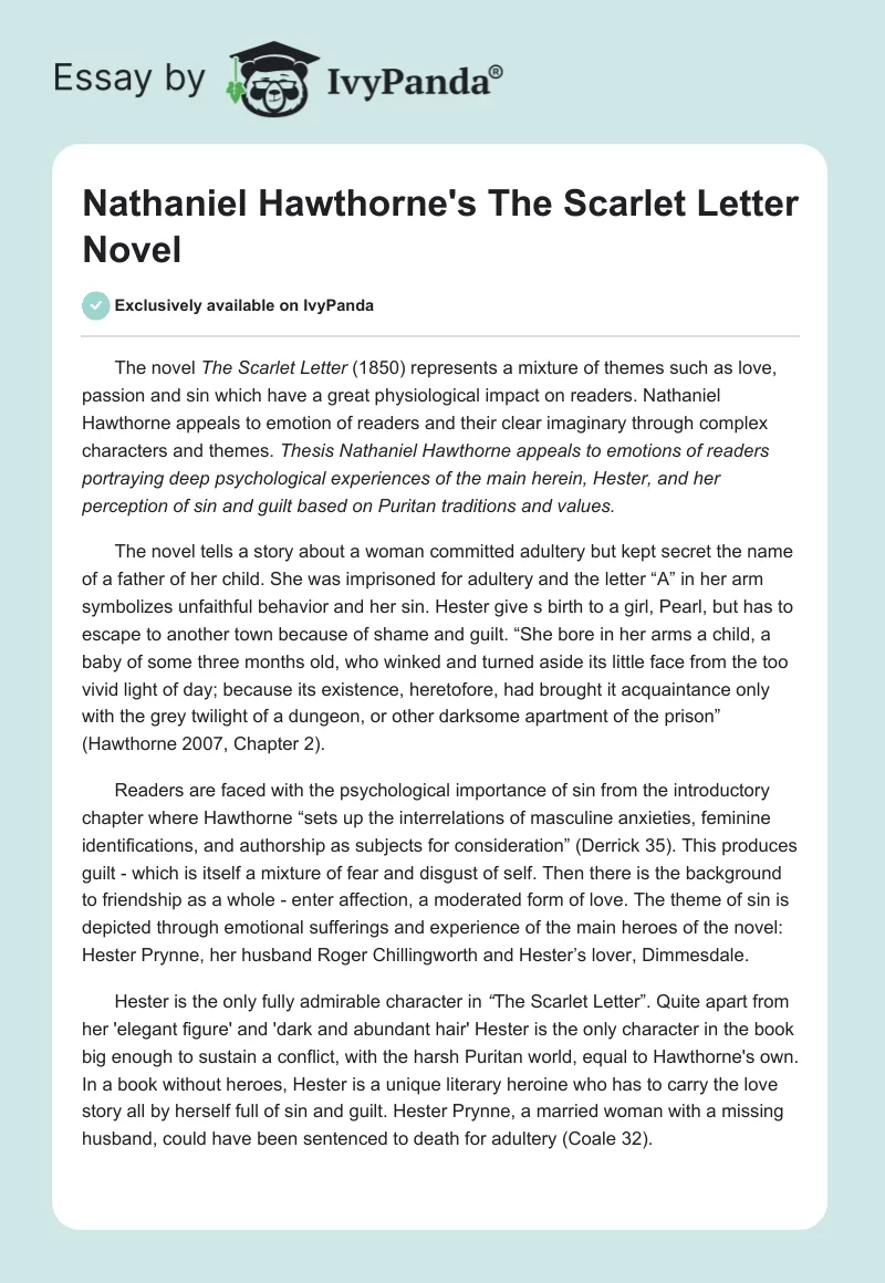 Nathaniel Hawthorne's "The Scarlet Letter" Novel. Page 1