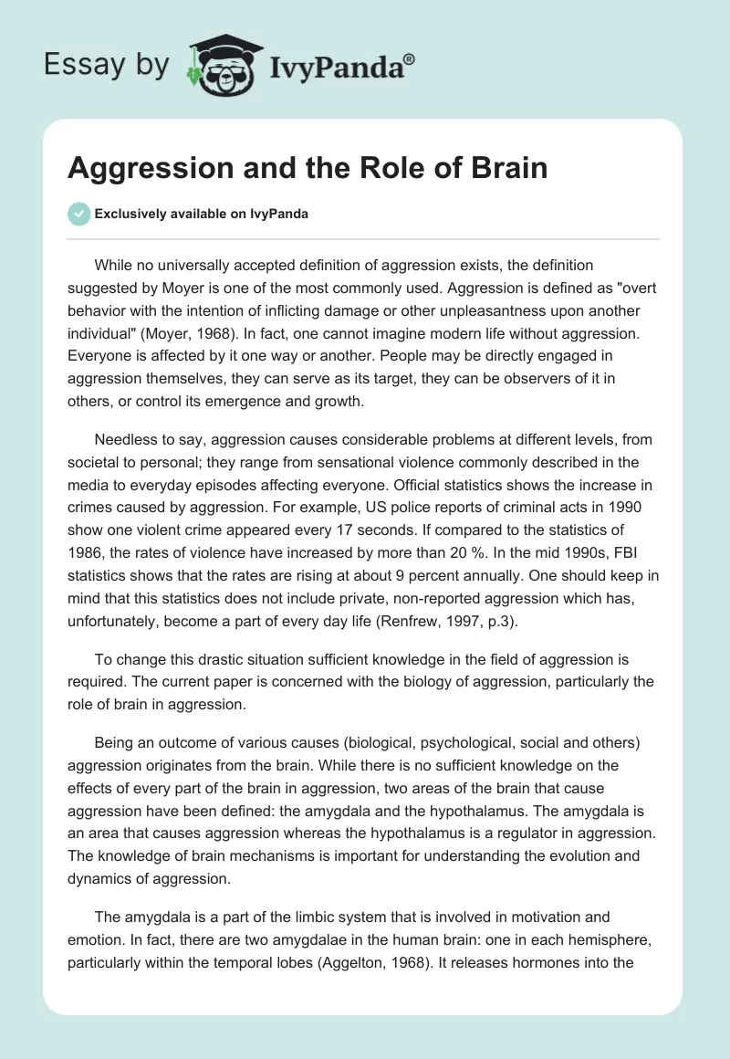 Aggression and the Role of Brain. Page 1