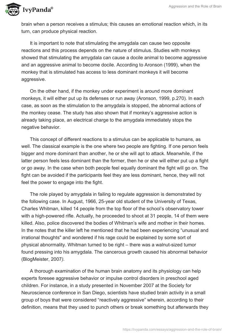 Aggression and the Role of Brain. Page 2