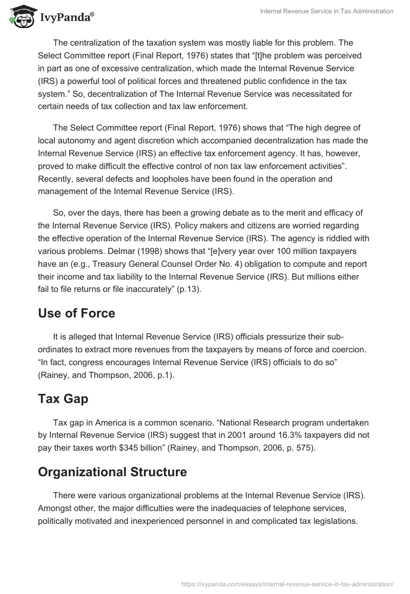 Internal Revenue Service in Tax Administration. Page 3