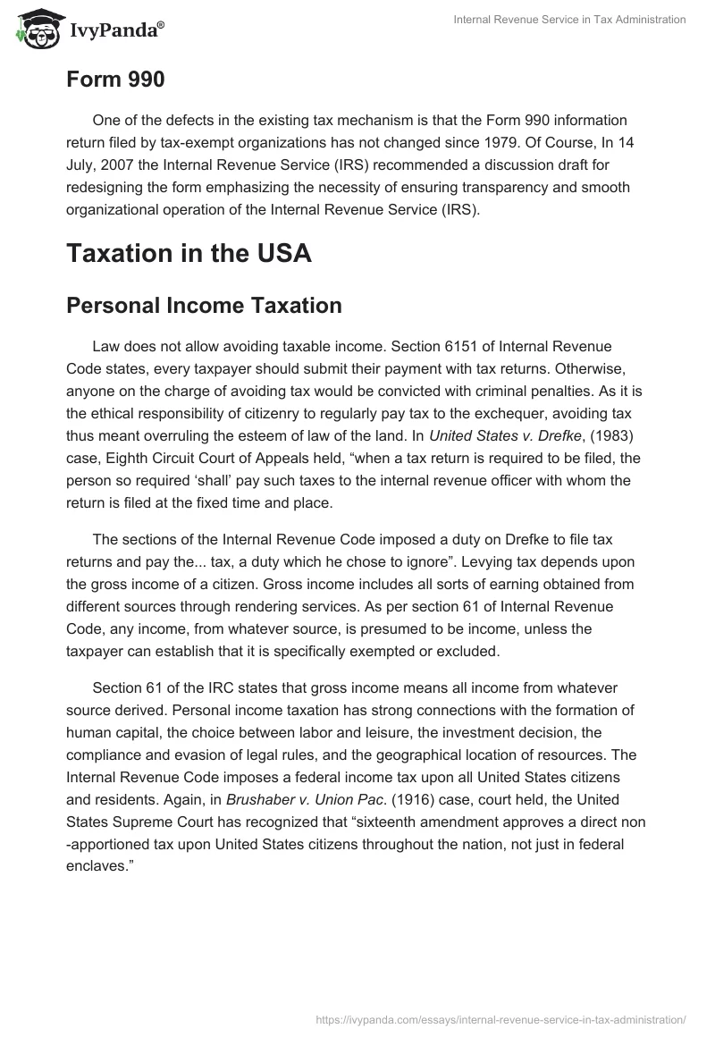 Internal Revenue Service in Tax Administration. Page 4