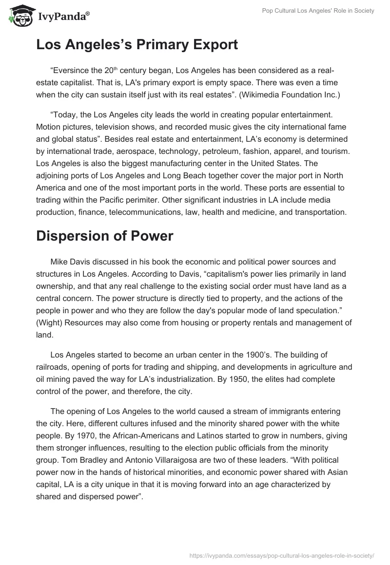 Pop Cultural Los Angeles' Role in Society. Page 5