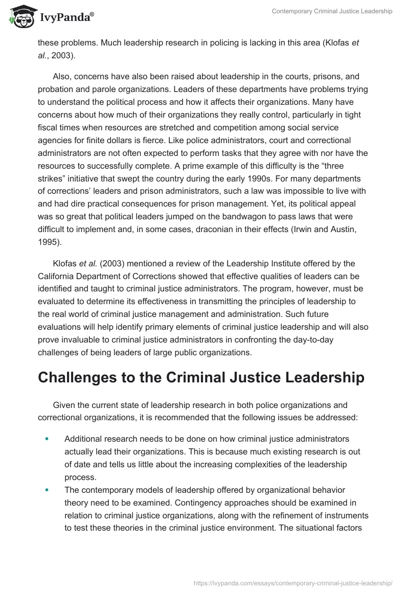 Contemporary Criminal Justice Leadership. Page 5