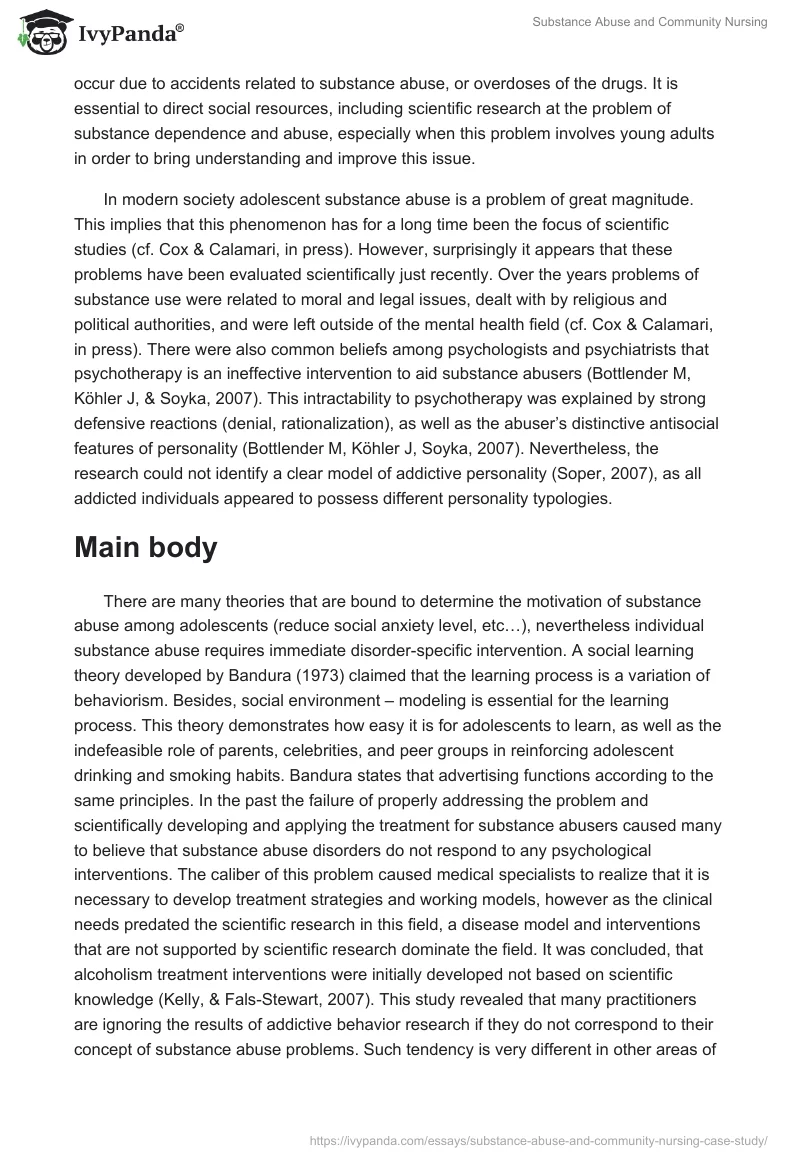 Substance Abuse and Community Nursing. Page 2
