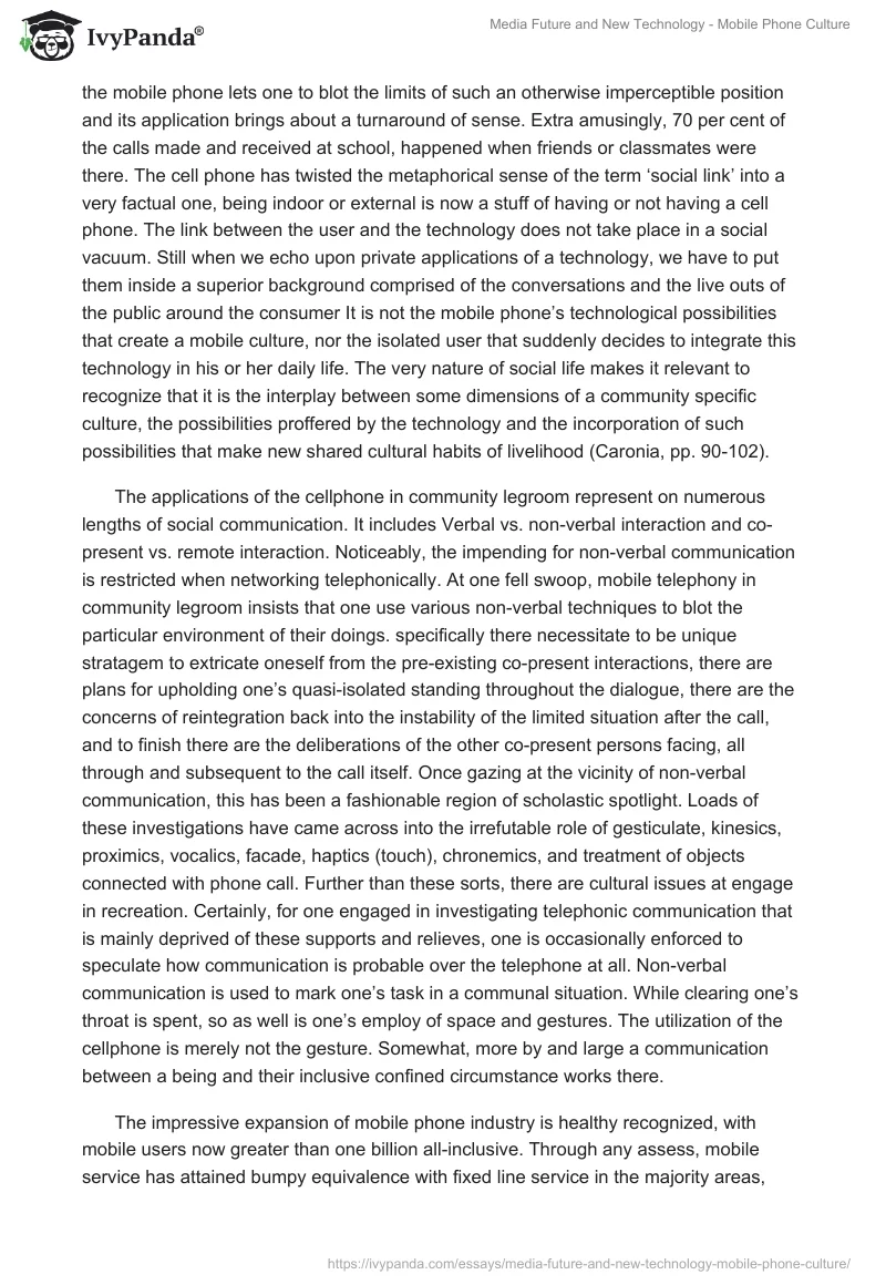 Media Future and New Technology - Mobile Phone Culture. Page 3