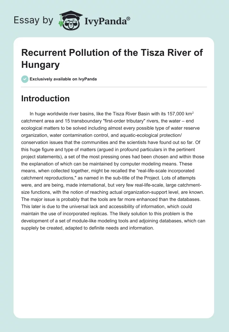 Recurrent Pollution of the Tisza River of Hungary. Page 1