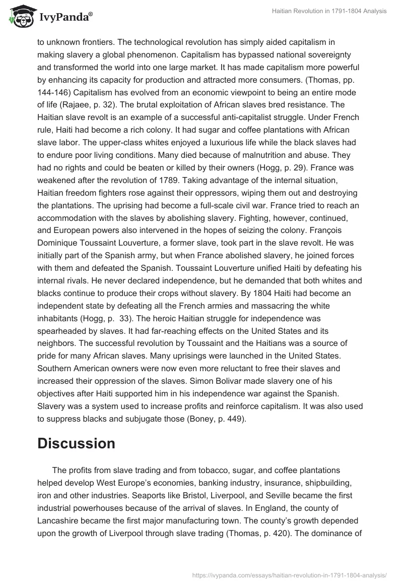 Haitian Revolution in 1791-1804 Analysis. Page 3