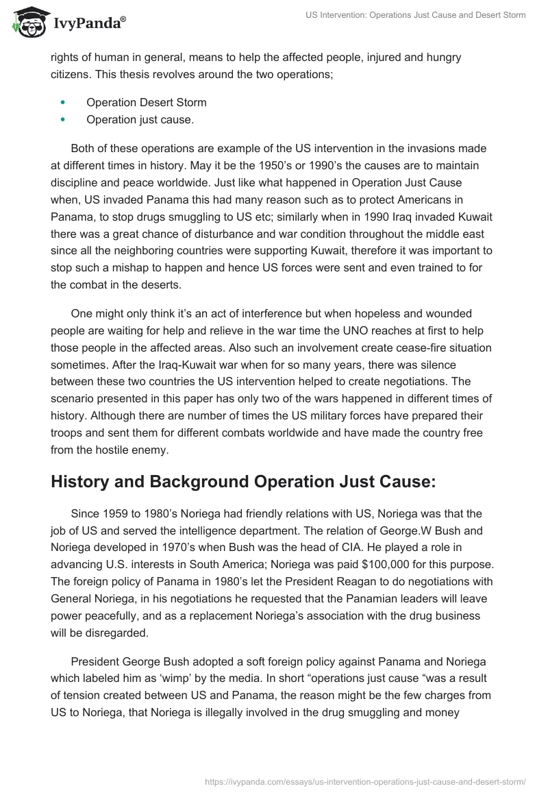US Intervention: Operations Just Cause and Desert Storm. Page 2