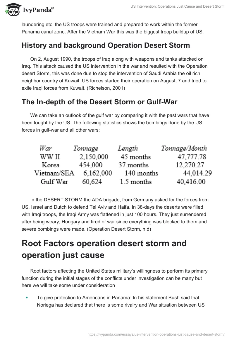 US Intervention: Operations Just Cause and Desert Storm. Page 3