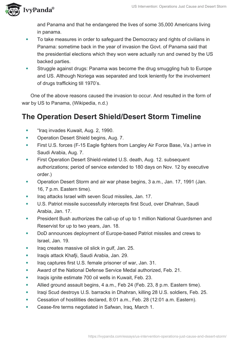 US Intervention: Operations Just Cause and Desert Storm. Page 4
