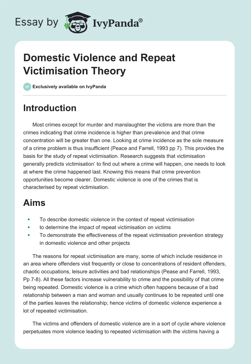 Domestic Violence and Repeat Victimisation Theory. Page 1