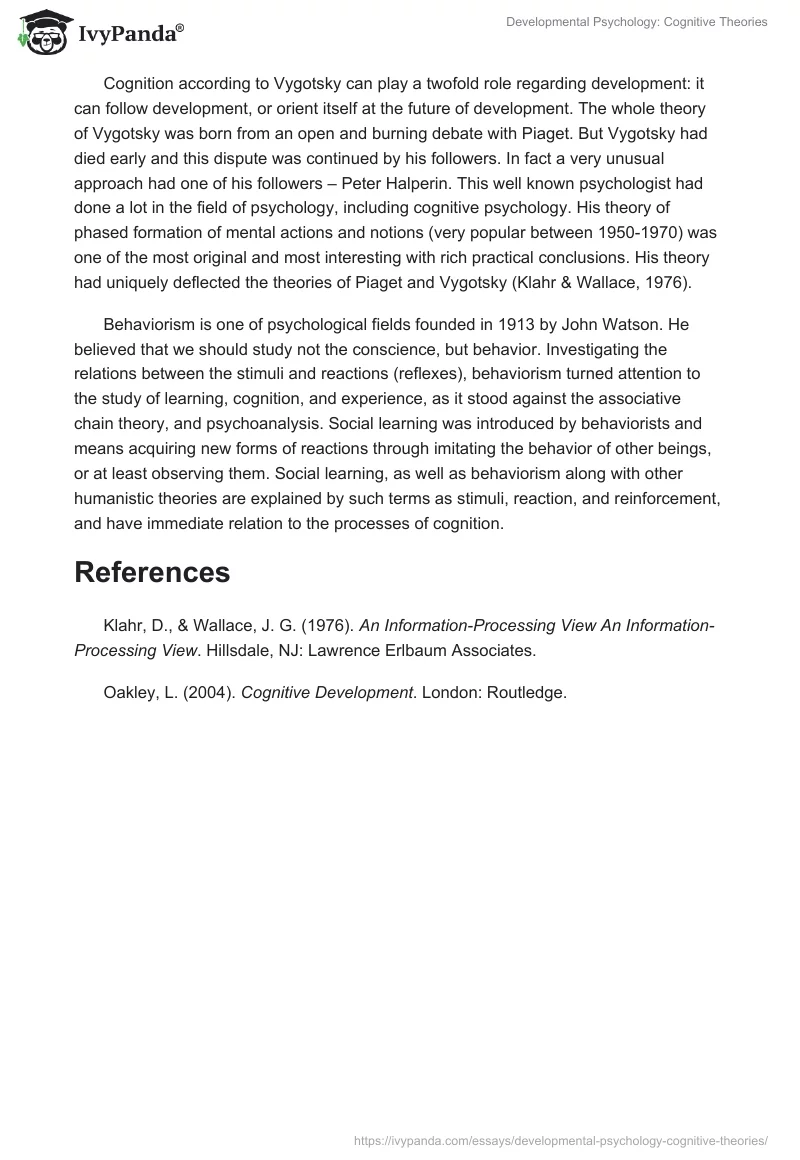 Developmental Psychology: Cognitive Theories. Page 2