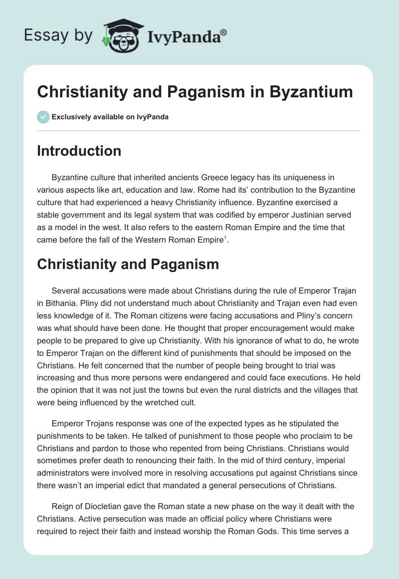 Christianity and Paganism in Byzantium. Page 1