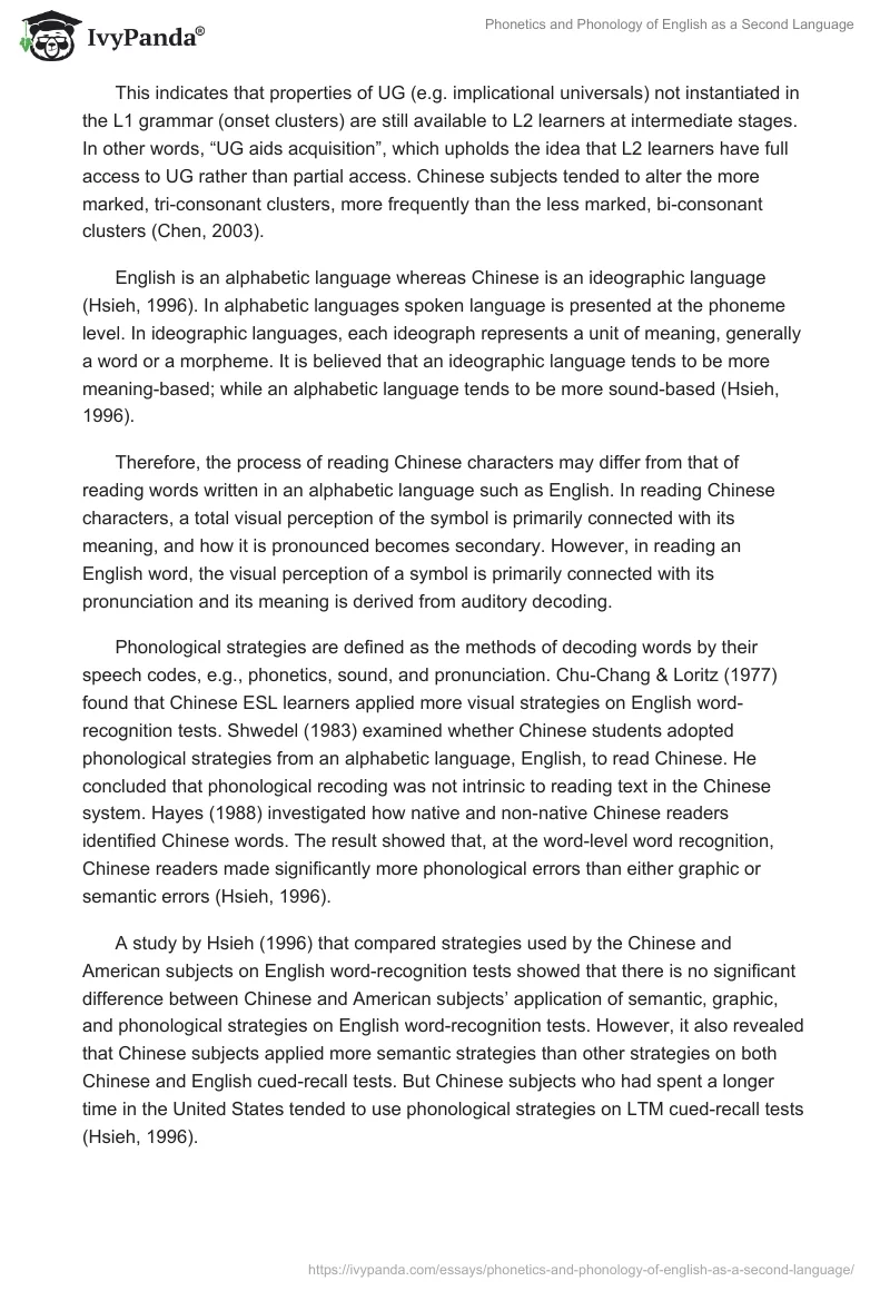 Phonetics and Phonology of English as a Second Language. Page 4