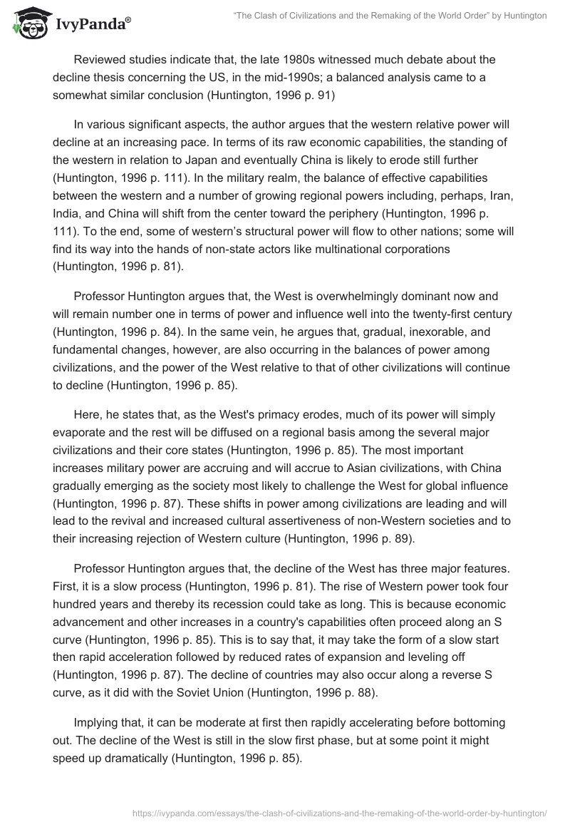 “The Clash of Civilizations and the Remaking of the World Order” by Huntington. Page 3