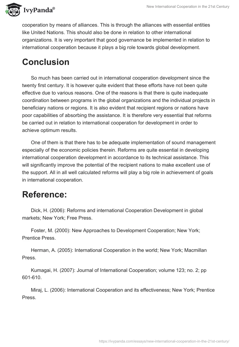 New International Cooperation in the 21st Century. Page 4
