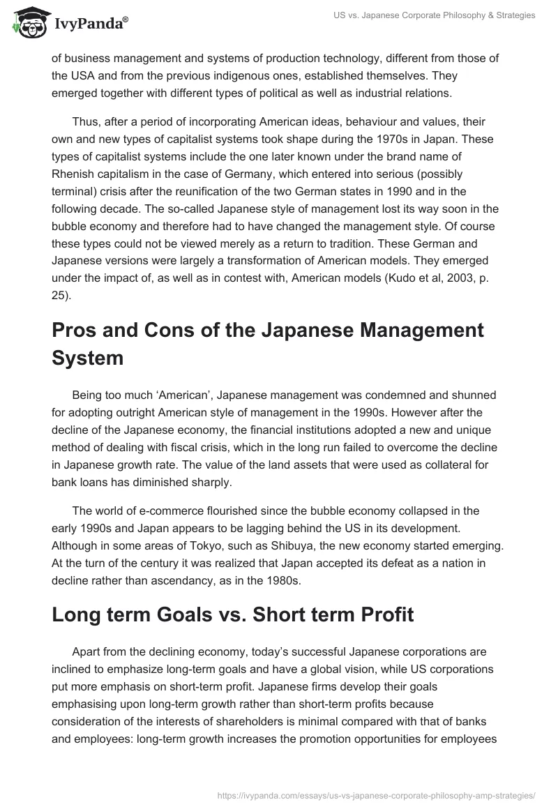 US vs. Japanese Corporate Philosophy & Strategies. Page 2