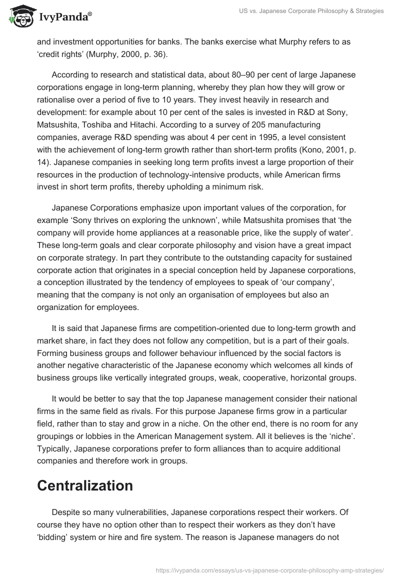 US vs. Japanese Corporate Philosophy & Strategies. Page 3