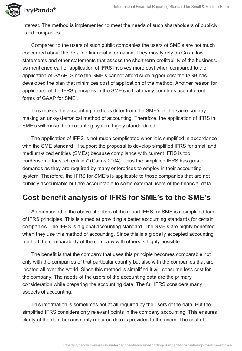 International Financial Reporting Standard for Small & Medium Entities. Page 4
