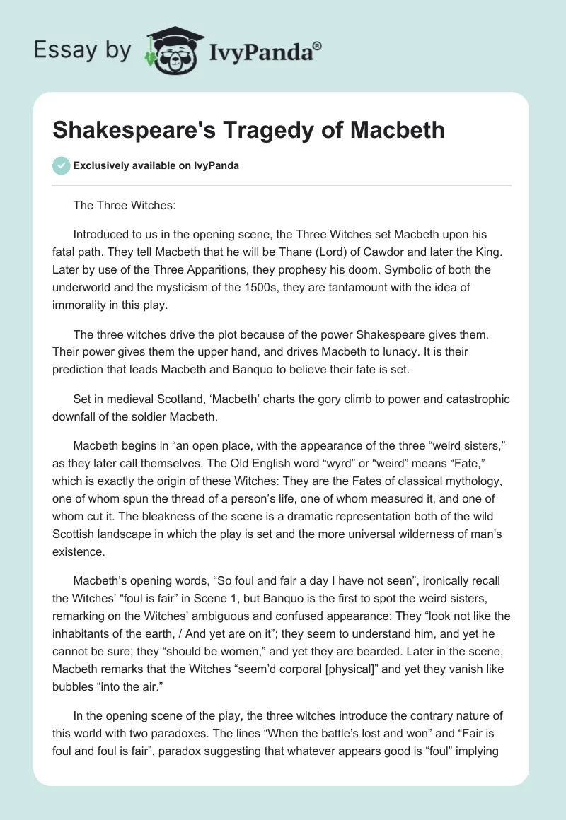 Shakespeare's Tragedy of Macbeth. Page 1