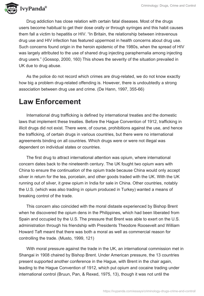 Criminology: Drugs, Crime and Control. Page 5
