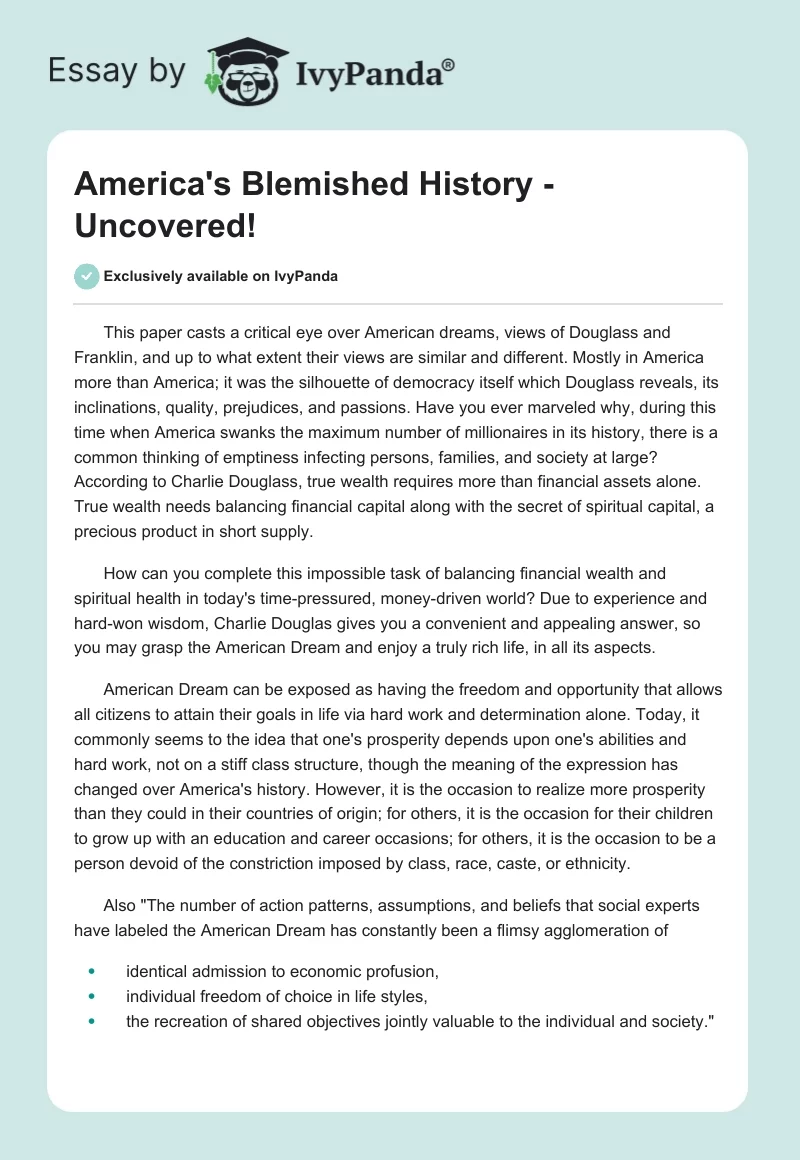 America's Blemished History - Uncovered!. Page 1