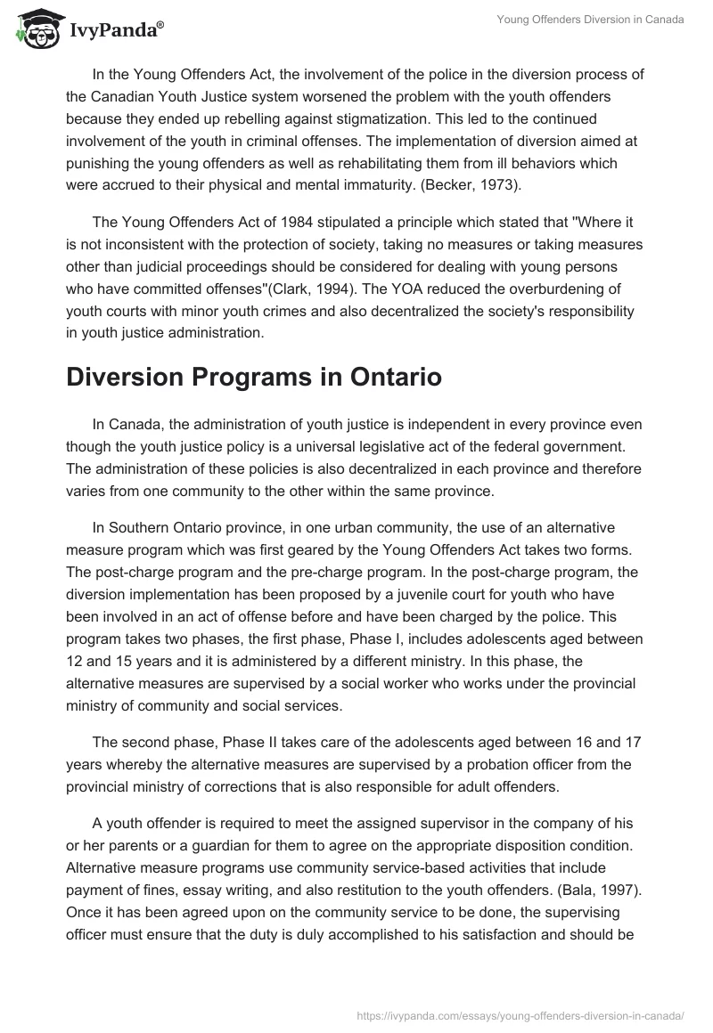 Young Offenders Diversion in Canada. Page 2