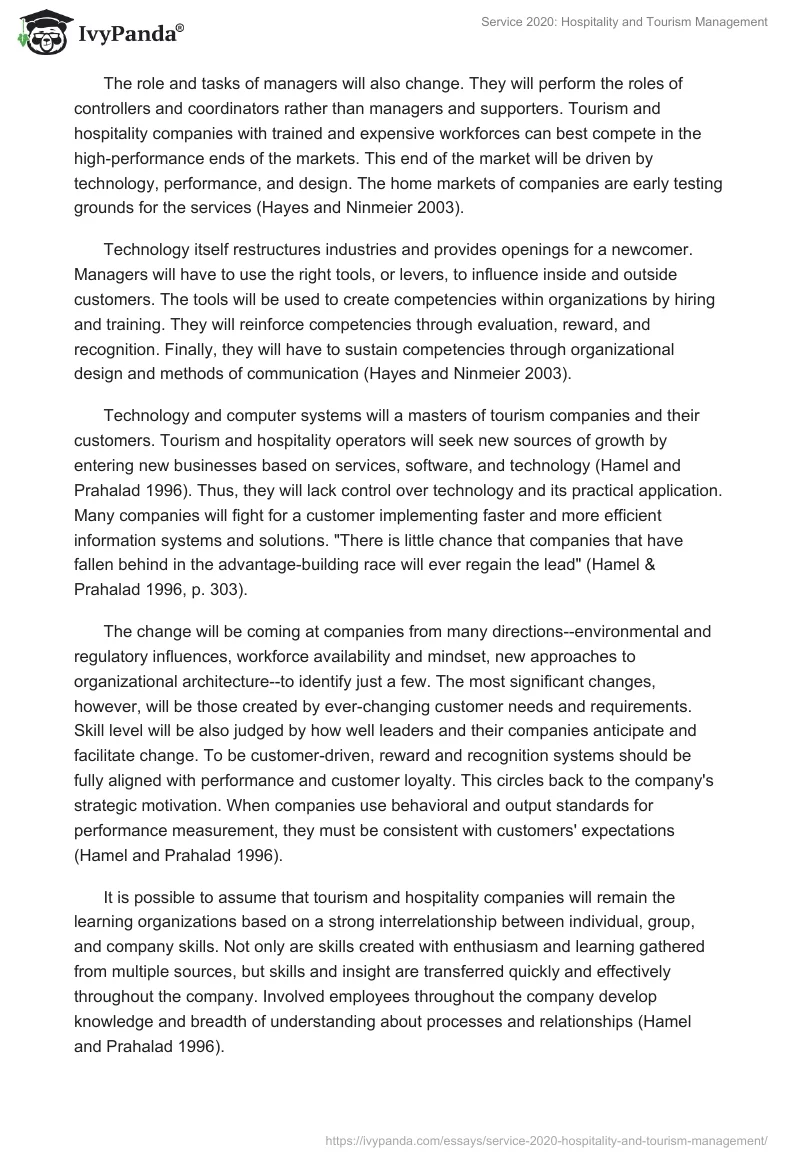Service 2020: Hospitality and Tourism Management. Page 3