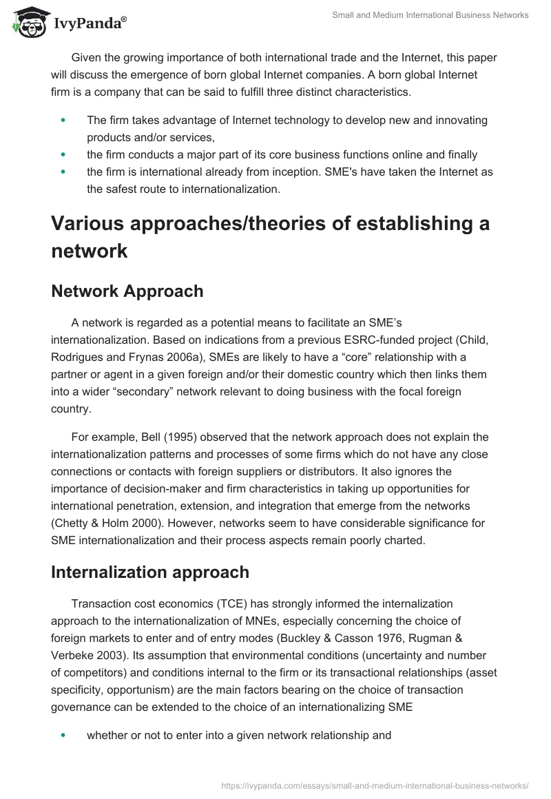 Small and Medium International Business Networks. Page 2