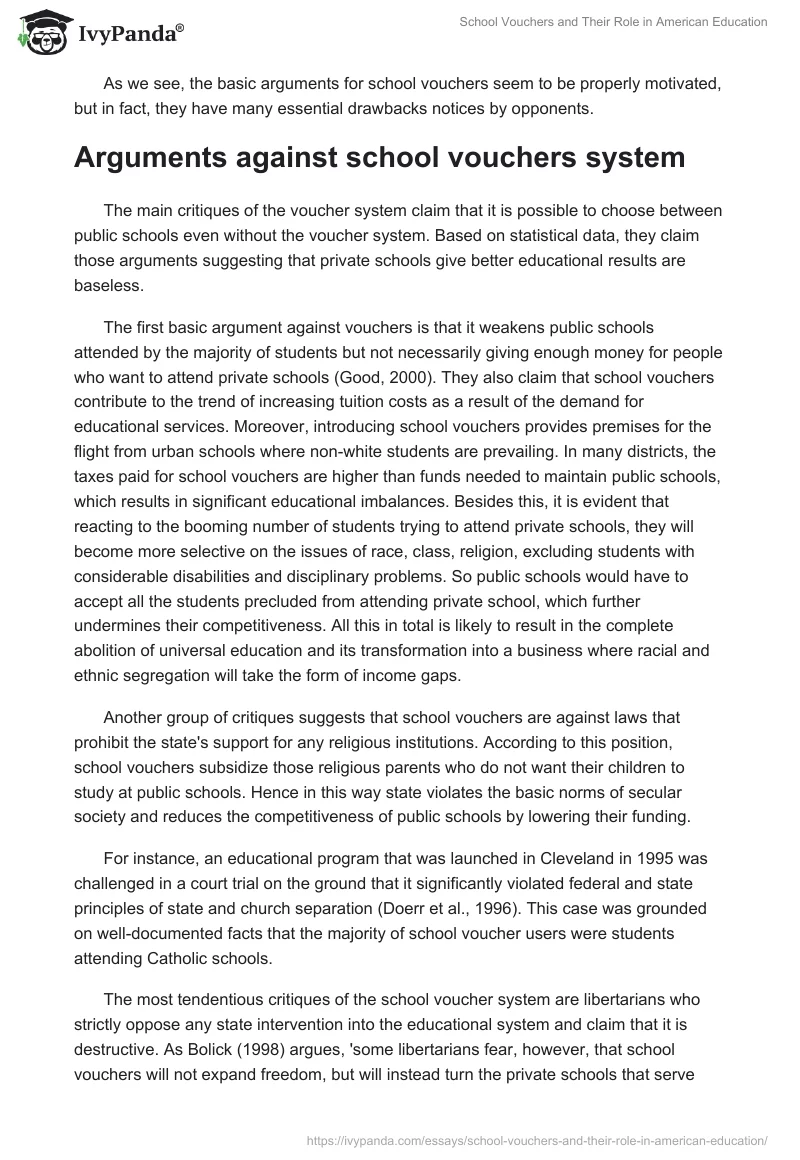School Vouchers and Their Role in American Education. Page 3