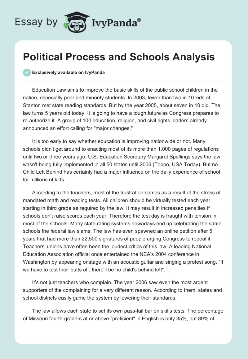 Political Process and Schools Analysis. Page 1