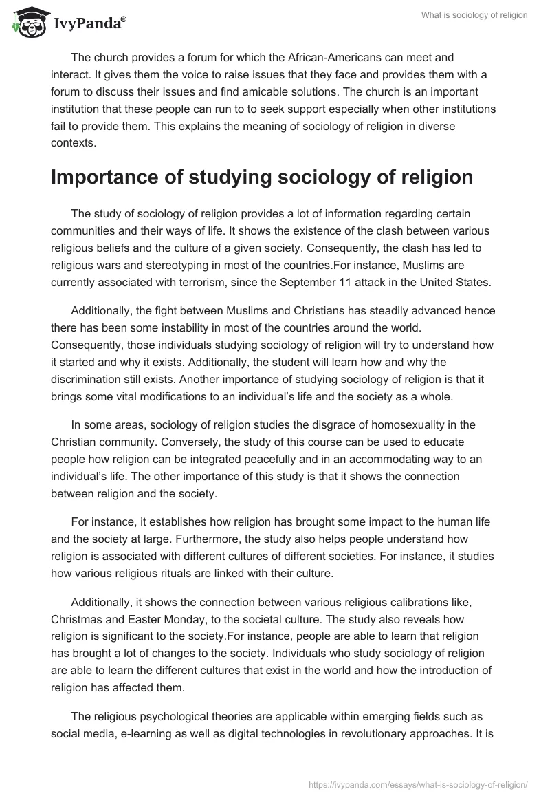 What is sociology of religion. Page 2