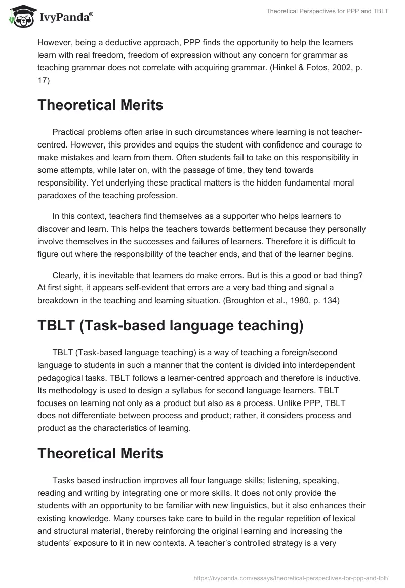 Theoretical Perspectives for PPP and TBLT. Page 2