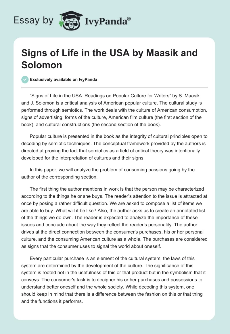 "Signs of Life in the USA" by Maasik and Solomon. Page 1